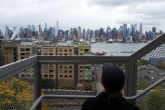 Christina Bergey looking into Manhattan from Weehawken.