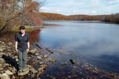 Christina Bergey at Sunfish Pond along the Appalachian Trail in Worthington State Forest, near the Delaware Water Gap.